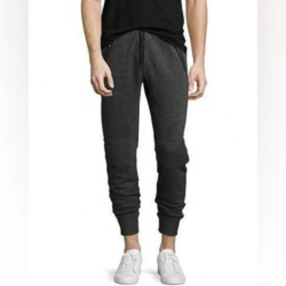 JOHN VARVATOS Zip Pocket Jogger Pant Size Medium Gray Plaid Sweatpants